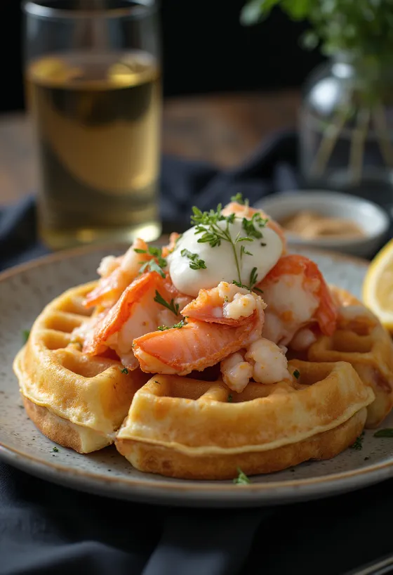 Servierte Hummer-Waffeln