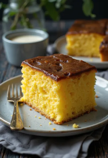 Kasutera mit Mandarine, serviert als Kuchen