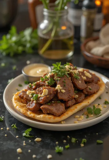 Lamm-Schawarma mit frischem Gemüse und Joghurt