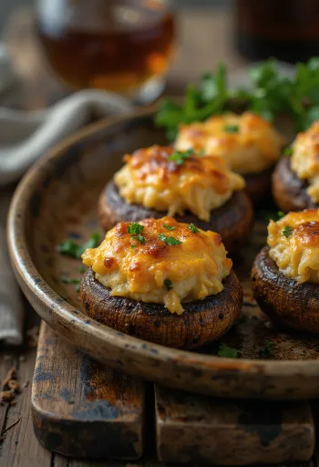 Gefüllte Champignons mit Petersilie und veganem Käse