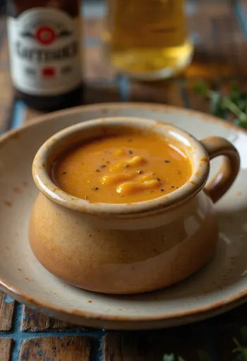 Braune Biersauce in einer Sauciere