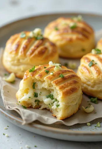 Servierte Bärlauch-Schafskäse-Pogatschen