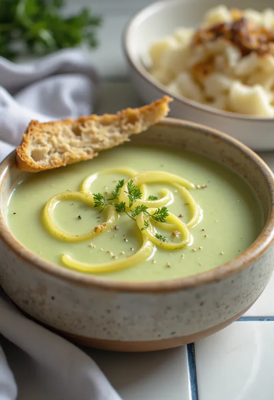 Cremige Lauchsuppe servierfertig
