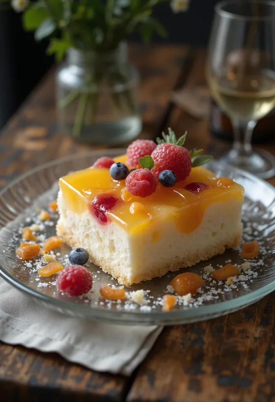 Glutenfreie Obsttorte elegant serviert