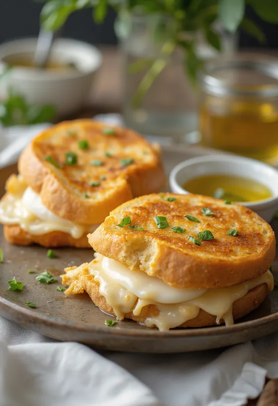 Panini mit Mozzarella und Basilikum, gegrillt