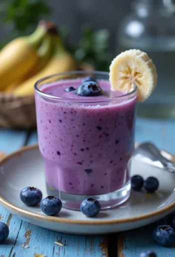 Blaubeer-Smoothie im Glas serviert