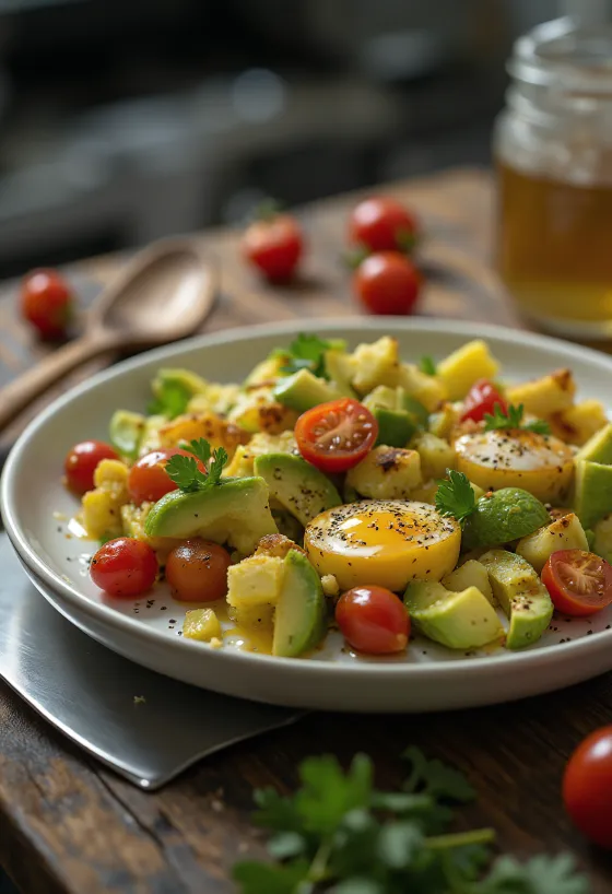 Auberginen-Avocado-Salat mit Kirschtomaten