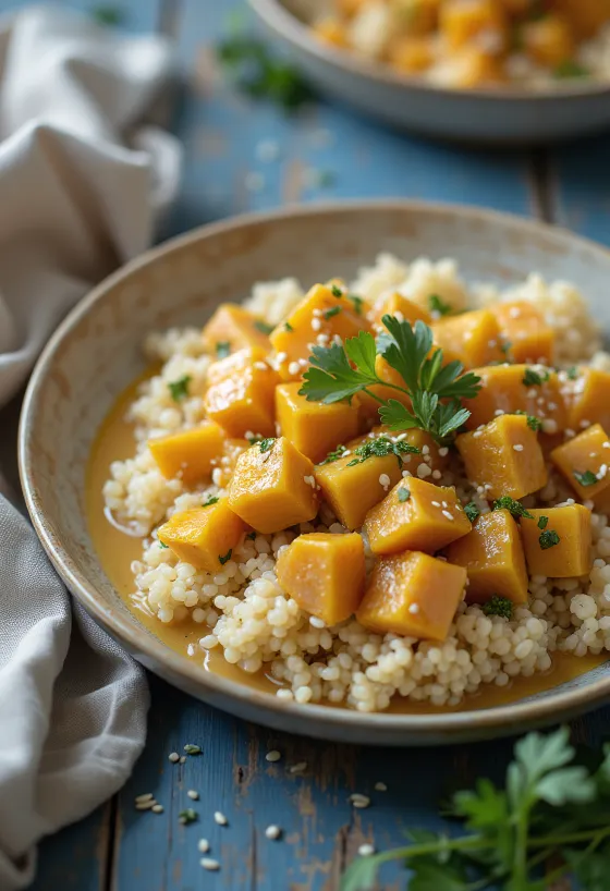 Kürbis-Quinoa-Curry mit Tahini