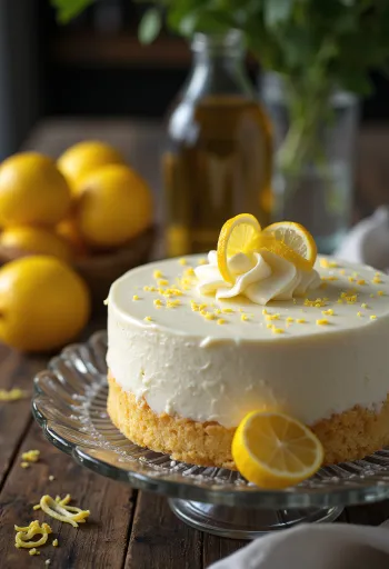 Verzierte Zitronen-Mousse-Torte