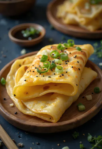 Servierte Jianbing chinesische Pfannkuchen