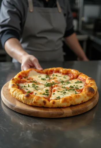Blumenkohl-Pizzaboden mit veganem Belag serviert