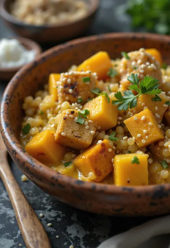 Kürbis-Quinoa-Curry mit Tofu