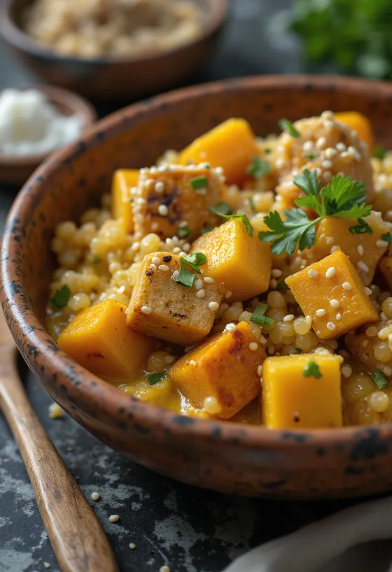 Kürbis-Quinoa-Curry mit Tofu