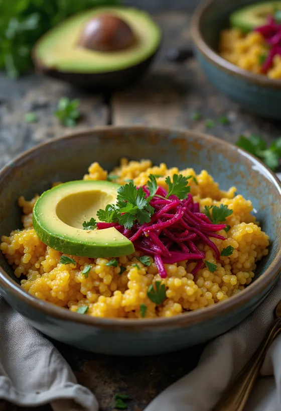 Quinoa-Curry-Bowl mit Rote Bete & Avocado