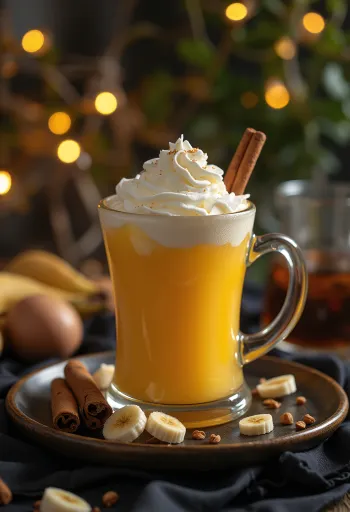 Bananen-Mango-Cider im Glas serviert