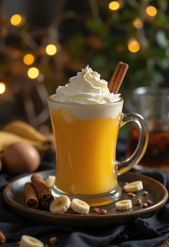 Bananen-Mango-Cider im Glas serviert