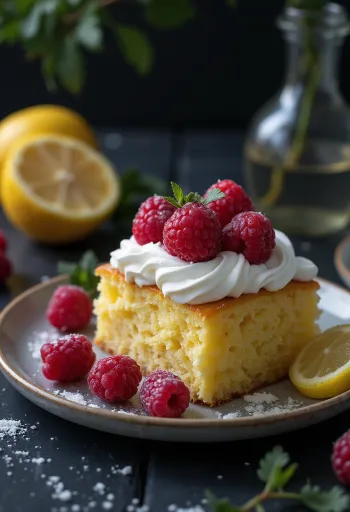 Zitronen-Himbeer-Torte mit frischen Früchten