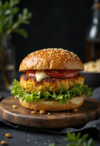 Veganer Blumenkohl-Burger serviert