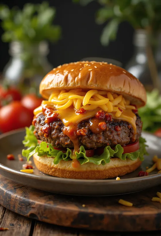 Servierter Sweet-Chili-Burger