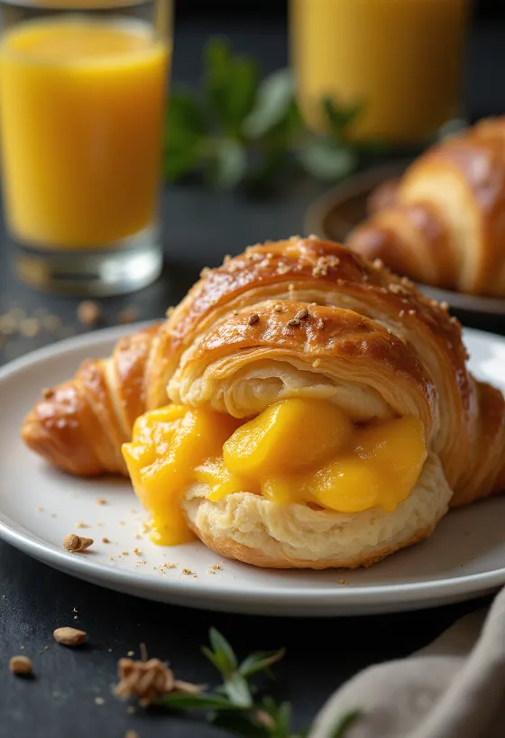Frisch gebackene indische Mango-Gewürz-Croissants