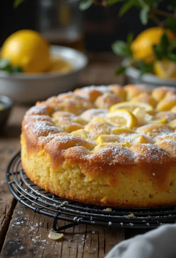 Stück Mandelkuchen mit Zitrone