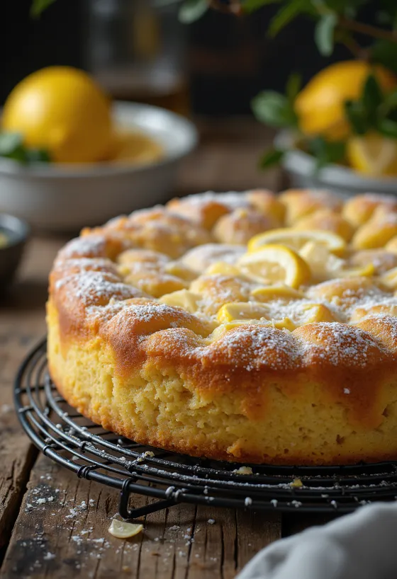 Stück Mandelkuchen mit Zitrone
