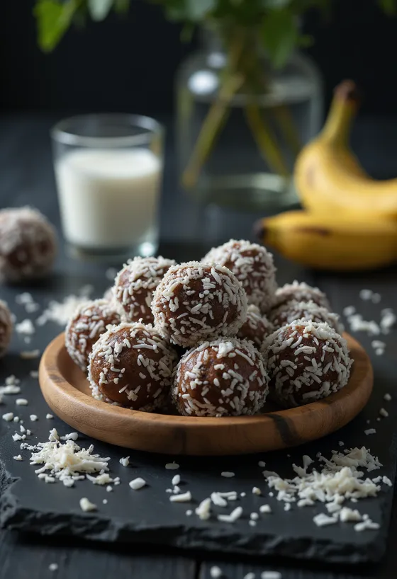 Bananen-Kokos-Bällchen mit Kokosraspeln