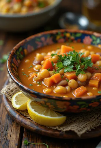 Harira Gemüsesuppe mit Kichererbsen und Linsen