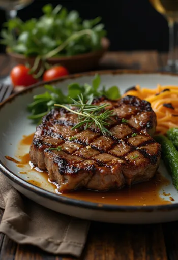 Gegrilltes Kängurusteak serviert