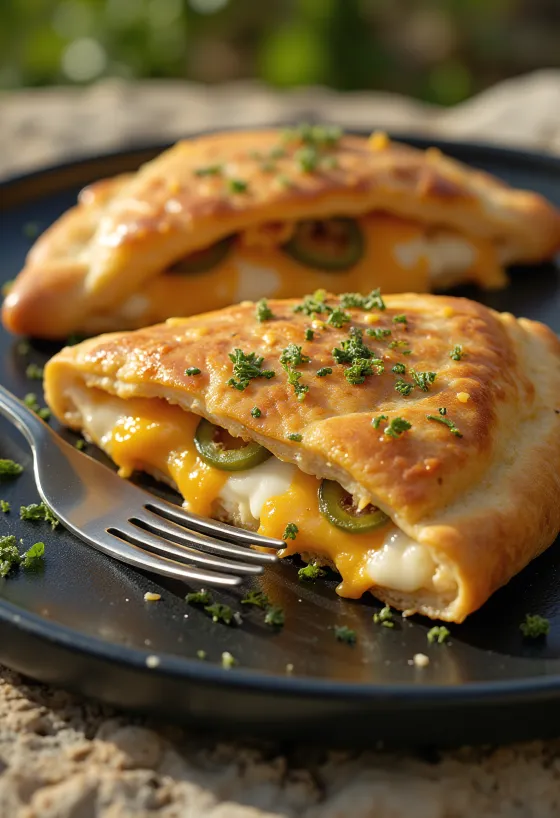 Frisch gebackene Jalapeño-Käse-Calzone