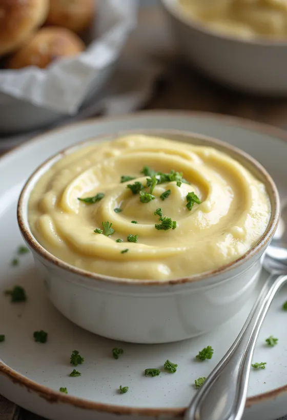 Servierte Estragon-Senf-Sahnesauce