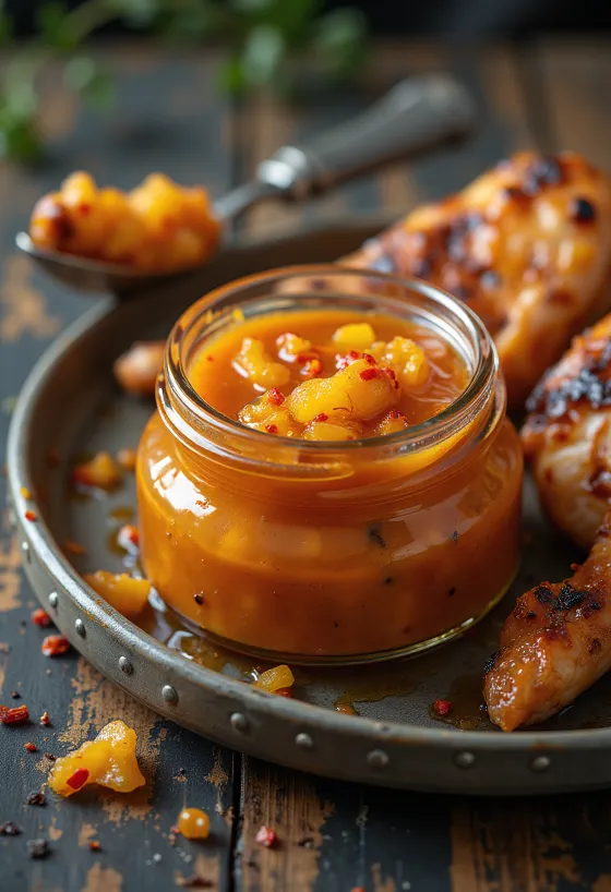 Scharfe Ananas-BBQ-Marinade serviert