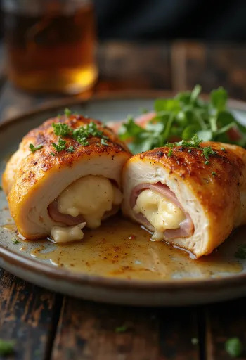 Gefüllte Hähnchenbrust mit Käse, Basilikum und Röstgemüse