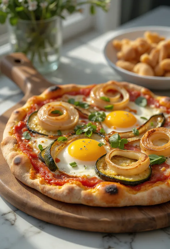 Rustikale Bauernpizza mit gegrilltem Gemüse