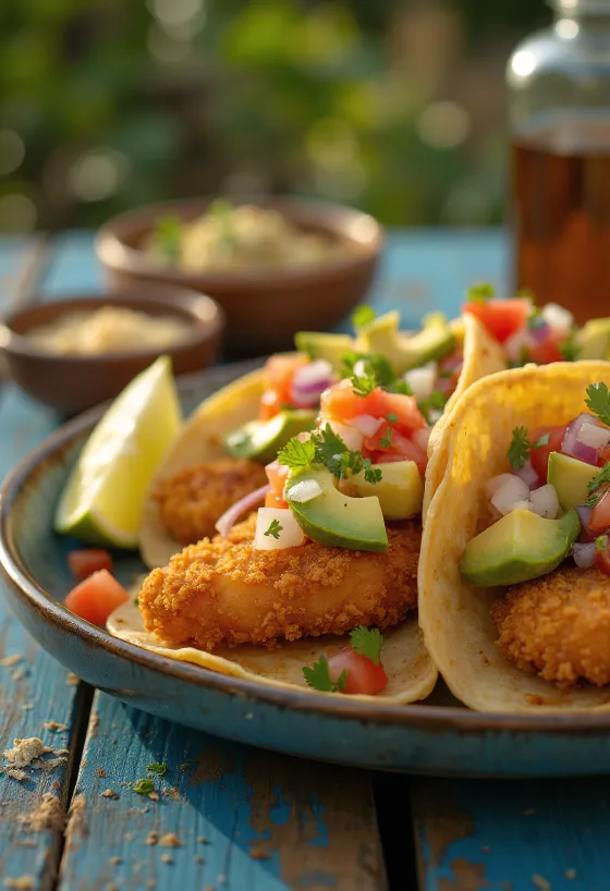 Servierte Tacos de Pescado Empanizado