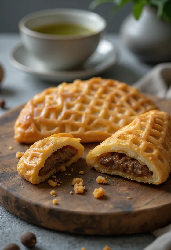 Taiyaki mit Maronenfüllung, serviert mit glutenfreiem Teig