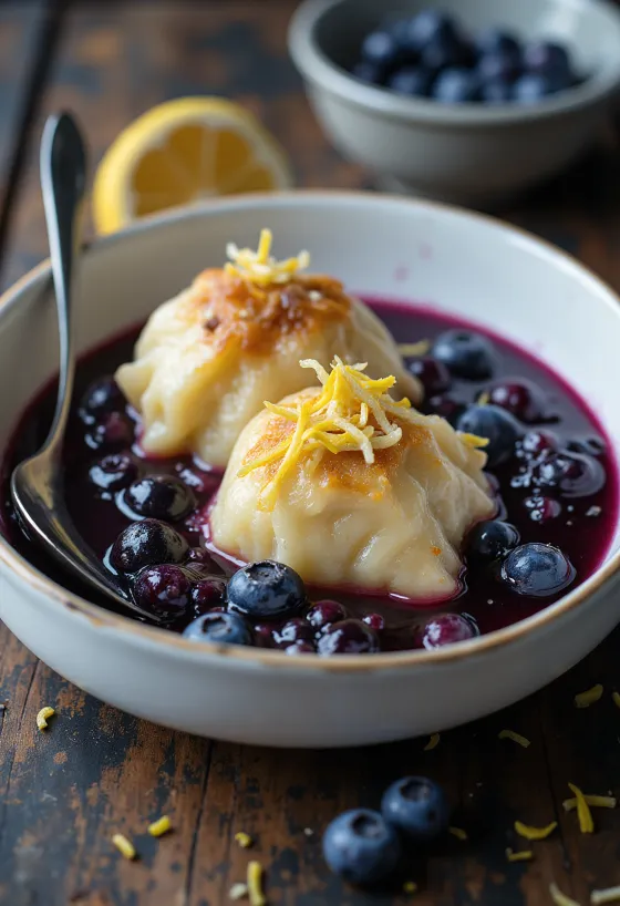 Servierte amerikanische Blaubeer-Dumplings
