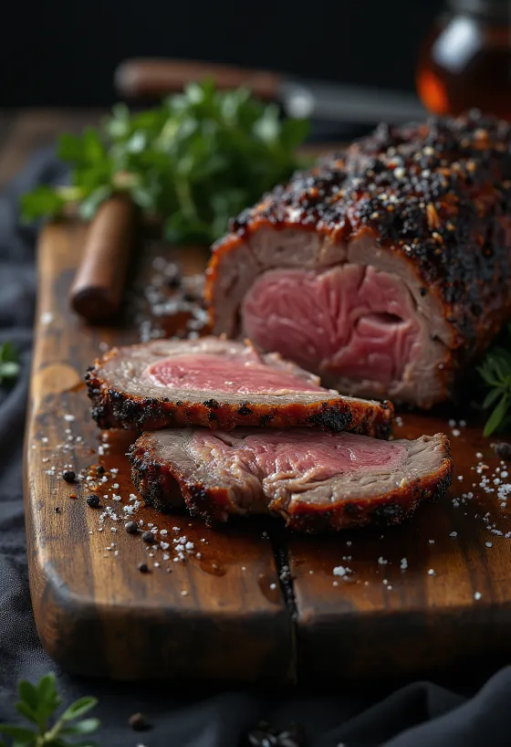 BBQ Beef Brisket serviert gezupft mit Pommes