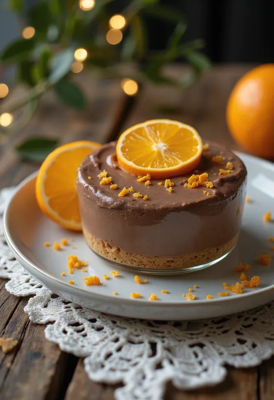 Schoko-Orangen-Mousse-Torte in Scheiben serviert