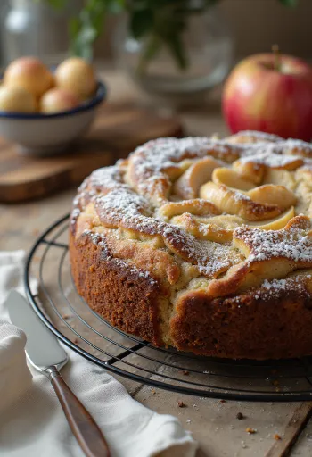 Mohn-Apfel-Kuchen aufgeschnitten