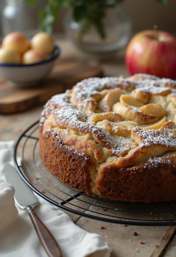 Mohn-Apfel-Kuchen aufgeschnitten