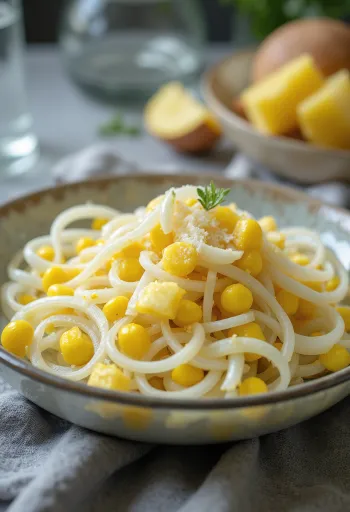 Prebiotischer Lauch-Ananas-Salat serviert mit frischem Gemüse und Petersilie
