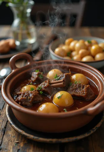 Stifado serviert
