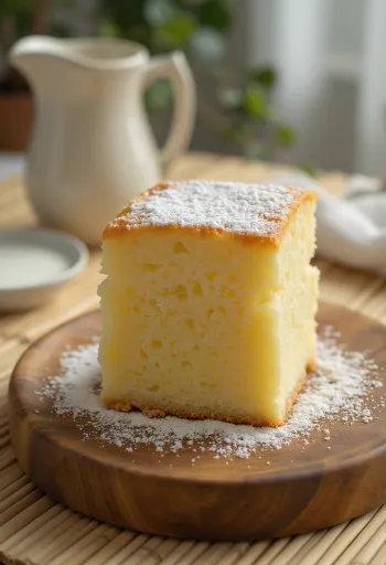 Vanillekuchen in Stücke geschnitten serviert