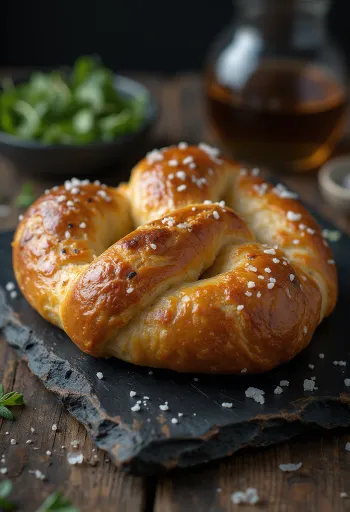 Servierte Brezel mit Gänseleberfüllung