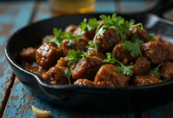 Rindfleisch Bhuna Curry, serviert mit Koriander