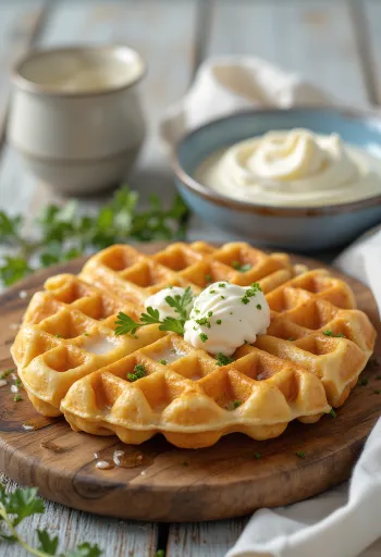 Servierte Quark-Waffeln mit Dill