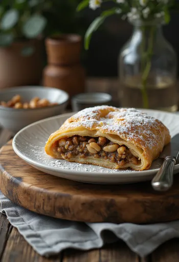 Aufgeschnittener Mohn-Nuss-Strudel