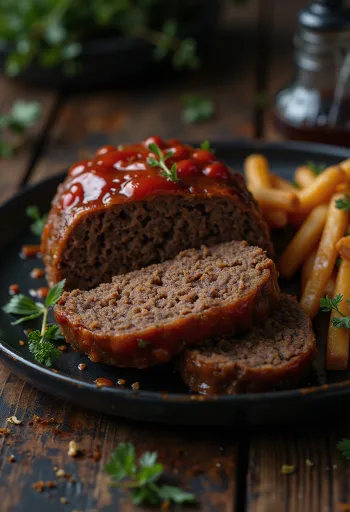 Elch-Hackbraten serviert mit Kartoffelbrei und Gemüse.