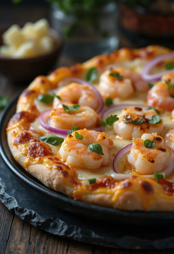 Pizza nach schwedischer Art mit Garnelen